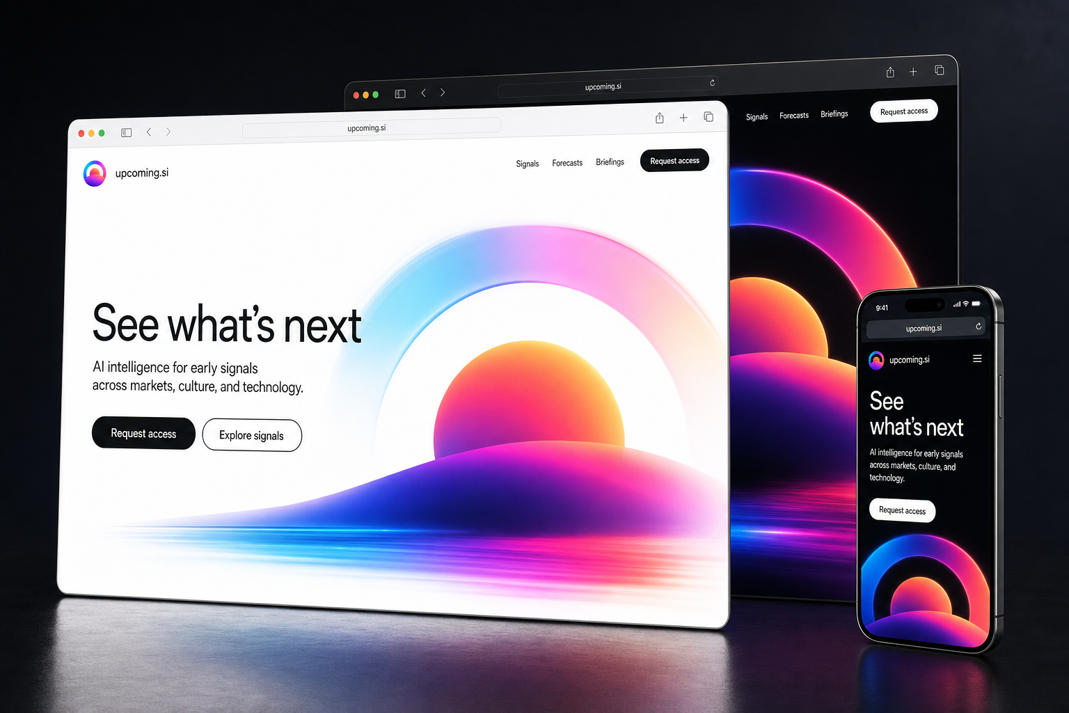 upcoming.si website concept preview