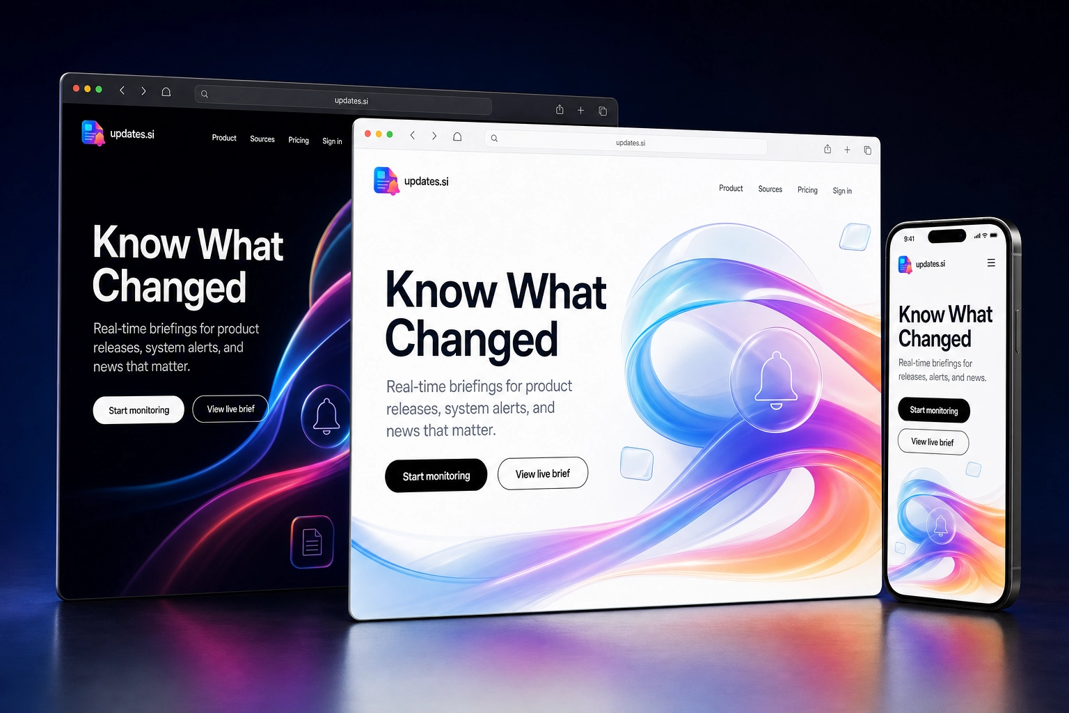 updates.si website concept preview