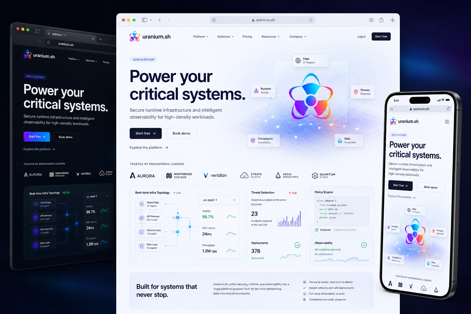uranium.sh website concept preview