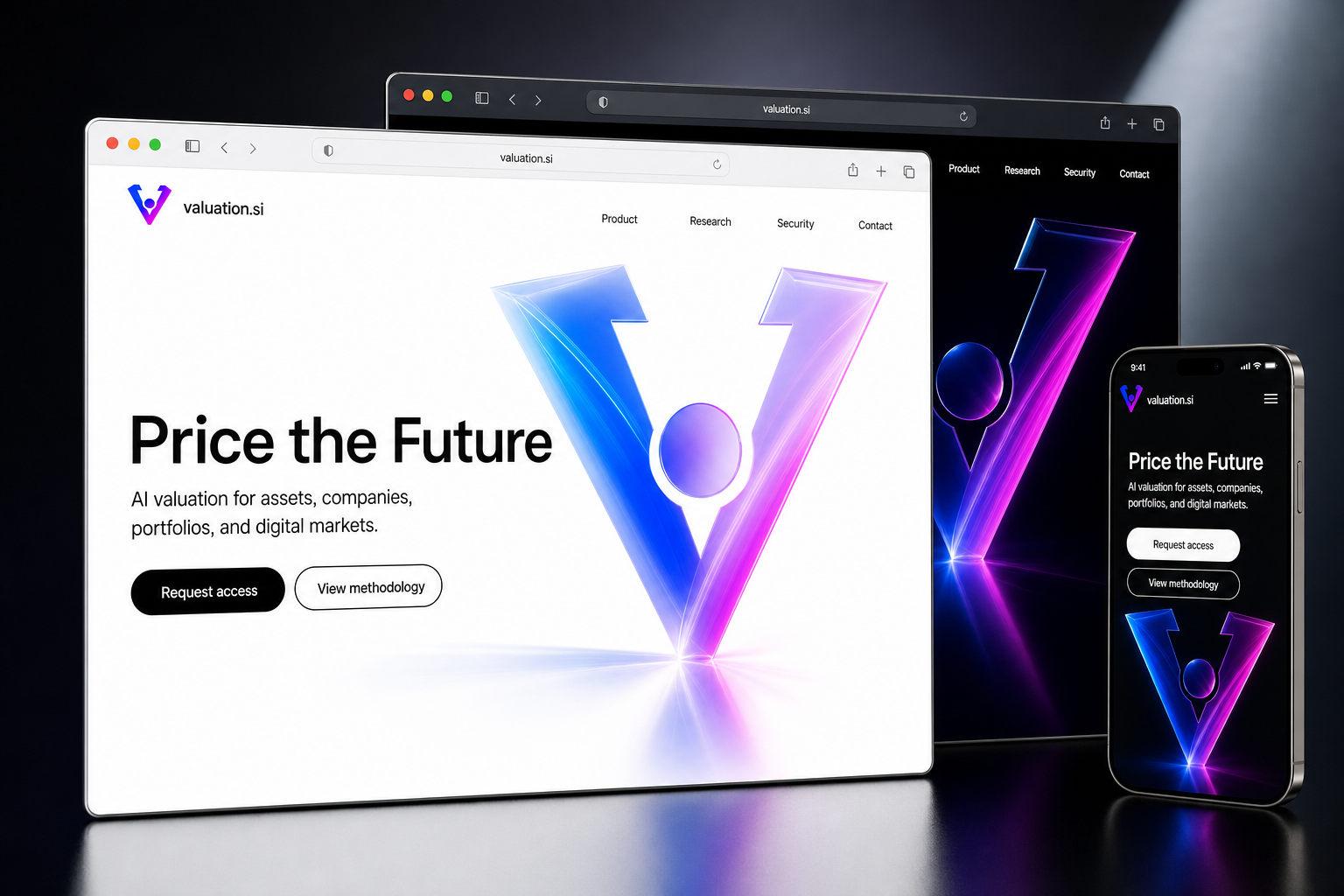 valuation.si website concept preview enlarged