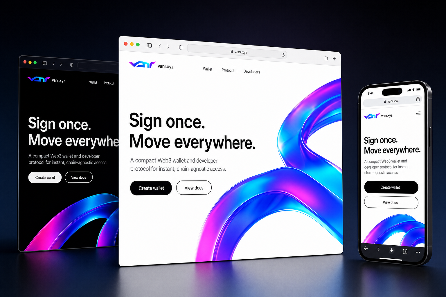 vanr.xyz website concept preview enlarged