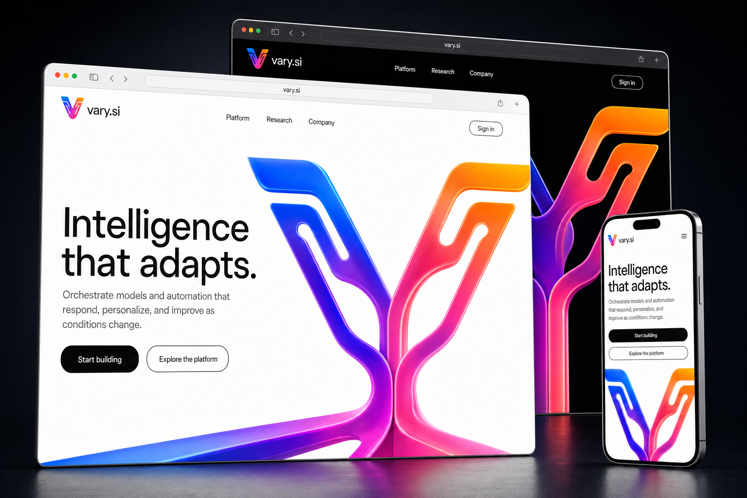 vary.si website concept preview enlarged