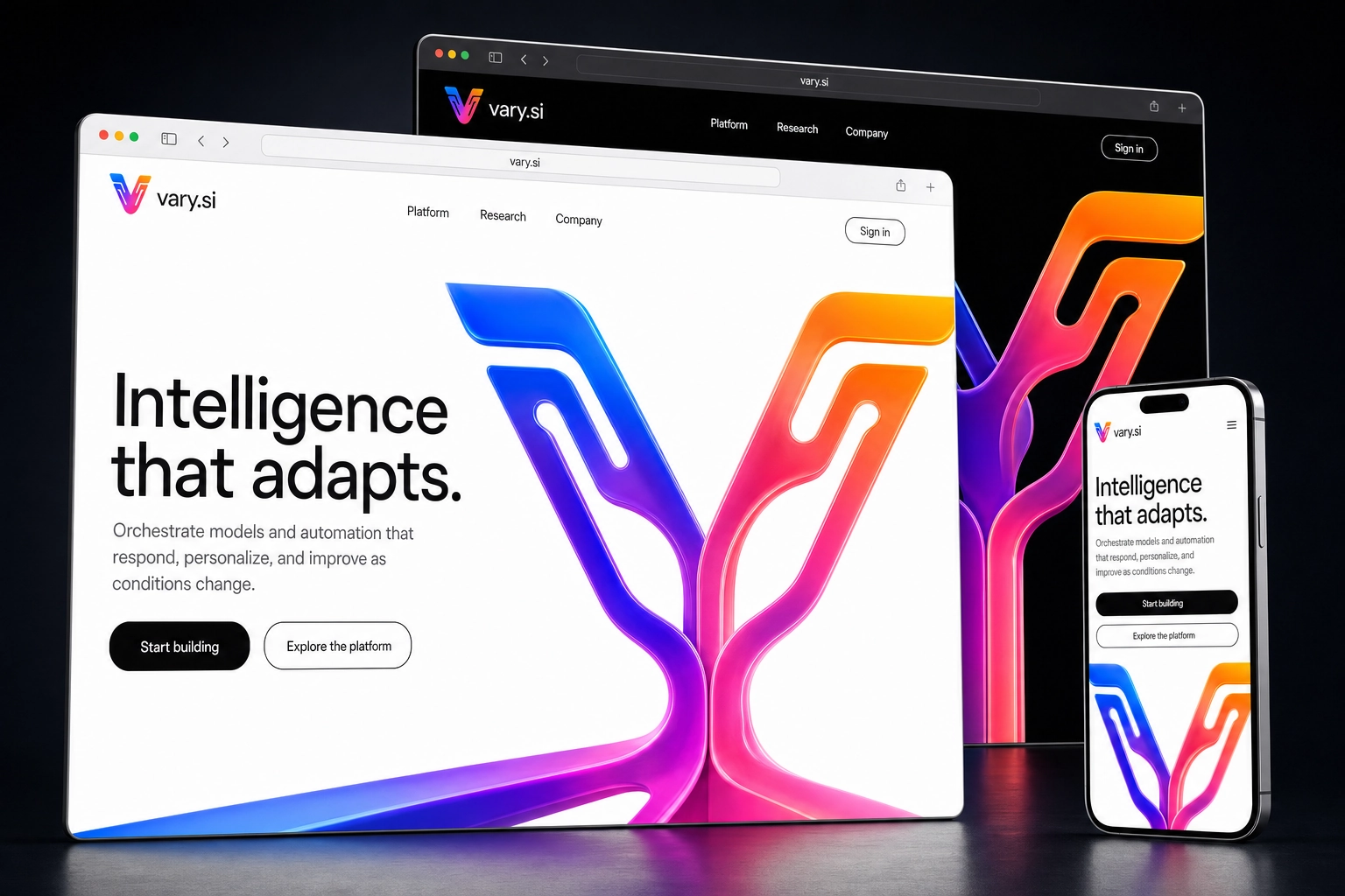 vary.si website concept preview