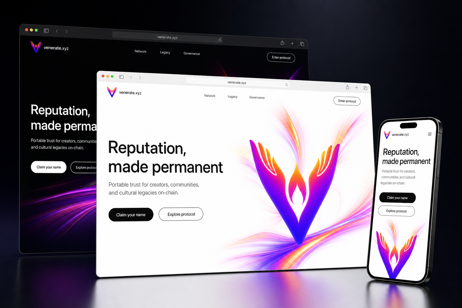 venerate.xyz website concept preview