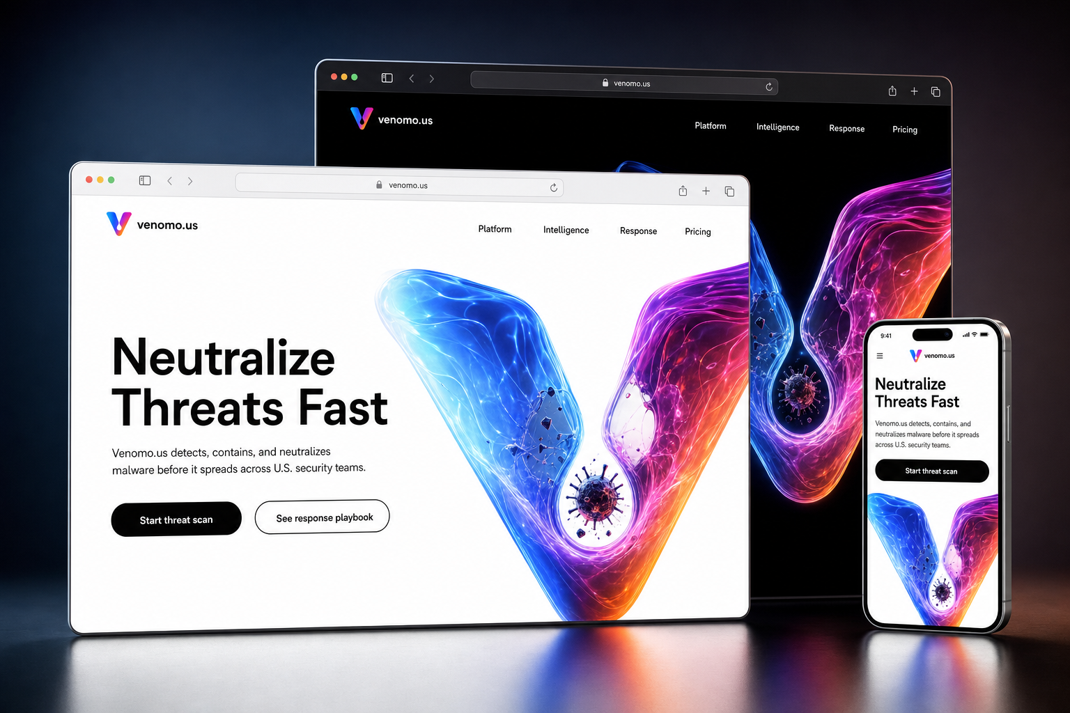 venomo.us website concept preview enlarged