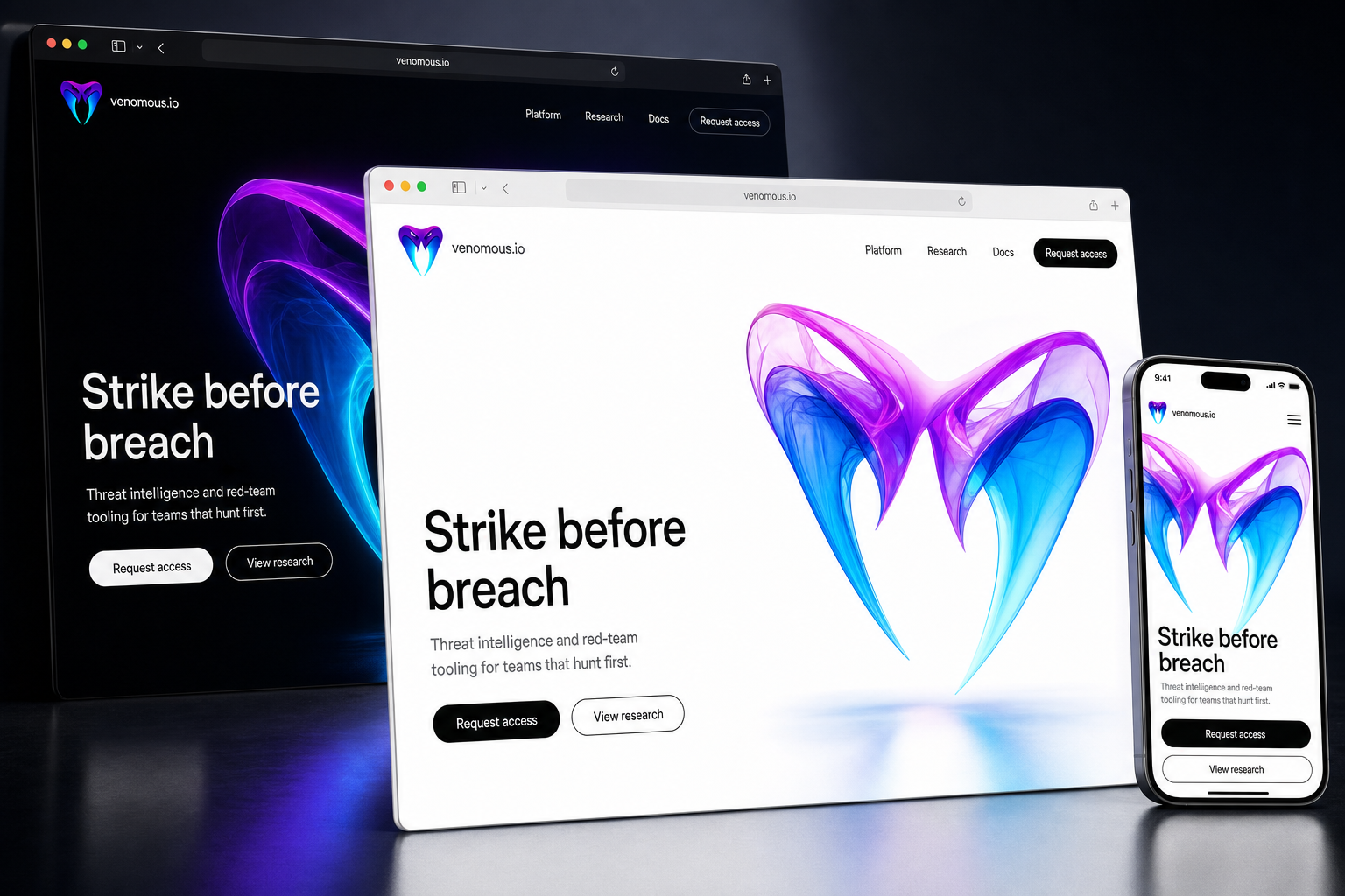 venomous.io website concept preview enlarged