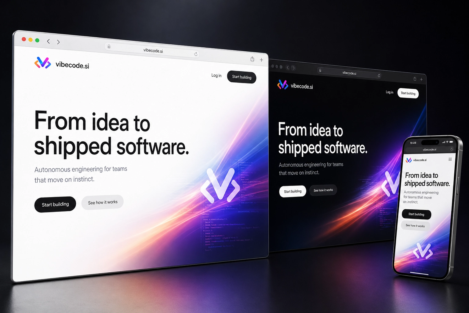 vibecode.si website concept preview