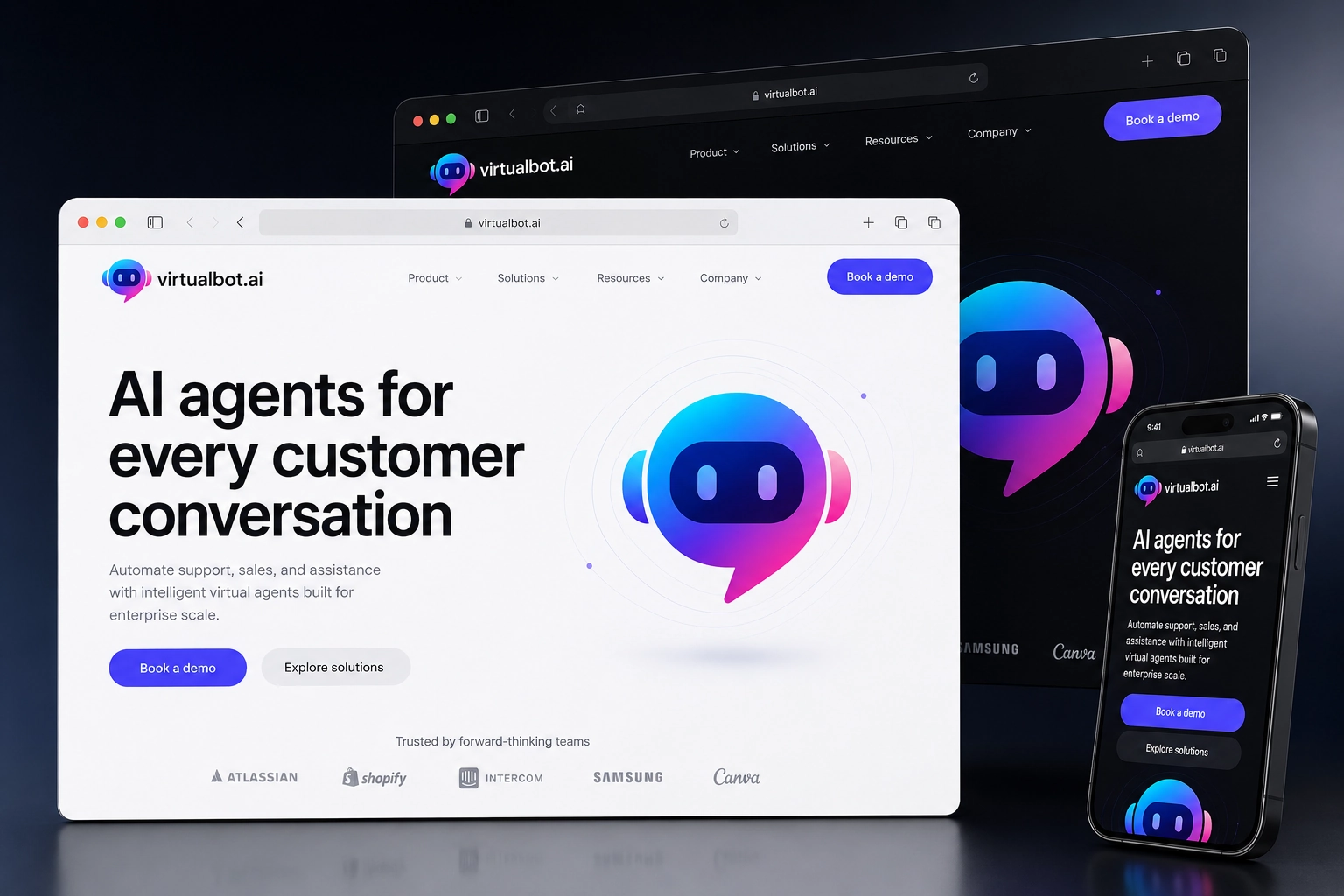 virtualbot.ai website concept preview