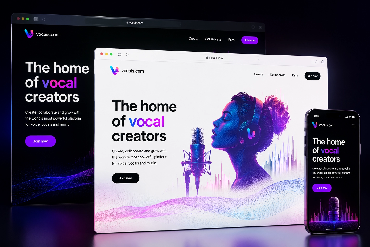 vocais.com website concept preview