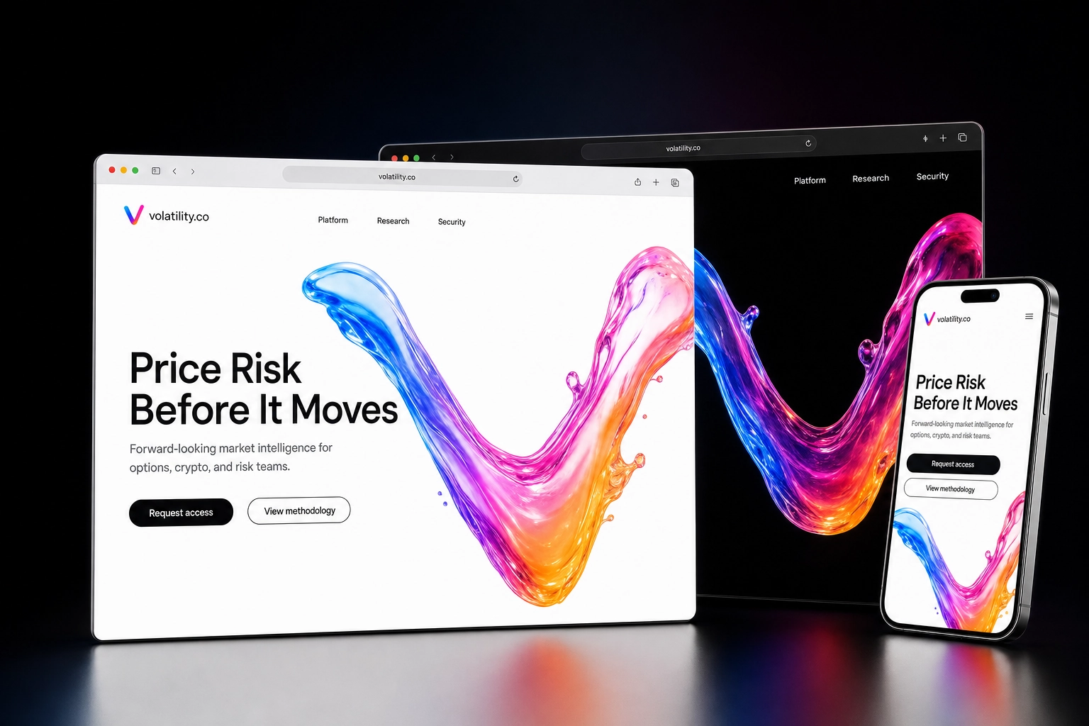 volatility.co website concept preview