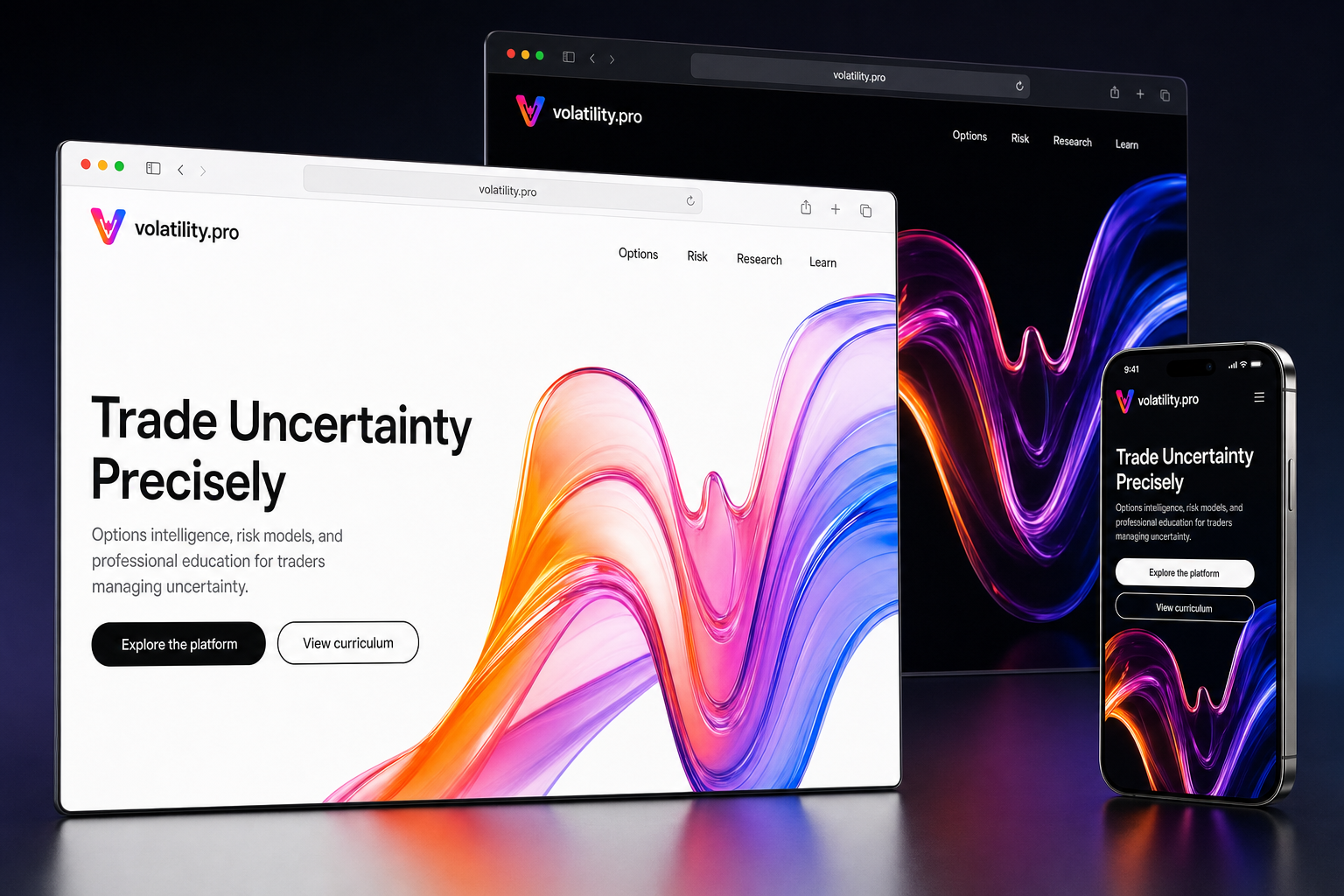 volatility.pro website concept preview enlarged