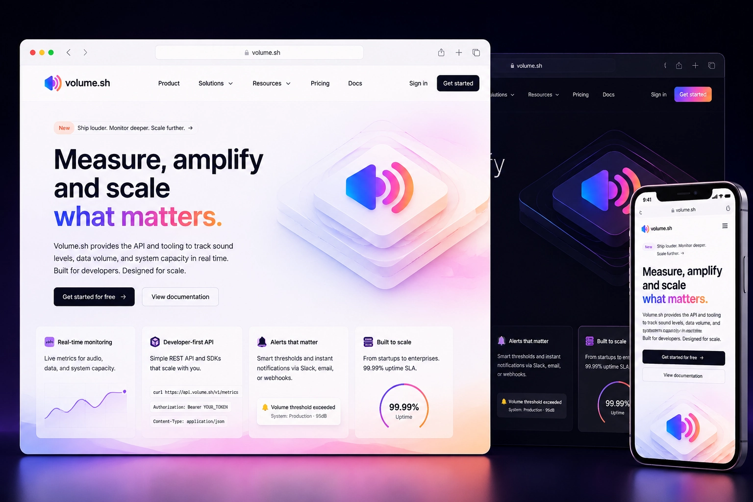 volume.sh website concept preview