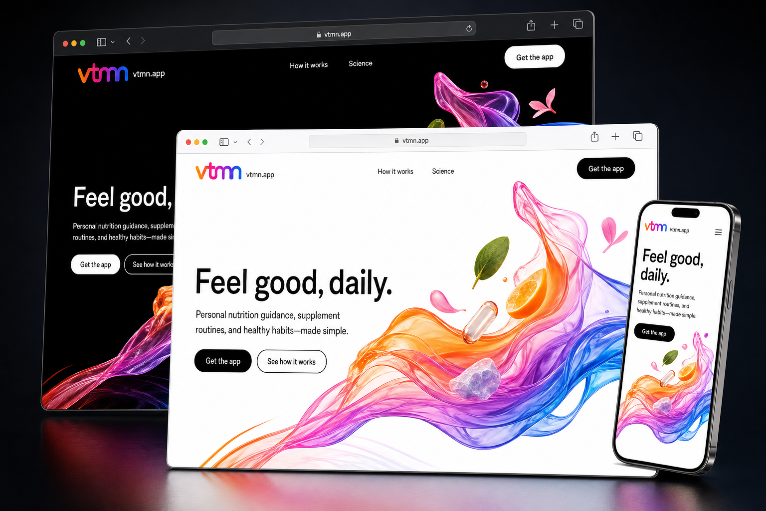 vtmn.app website concept preview enlarged