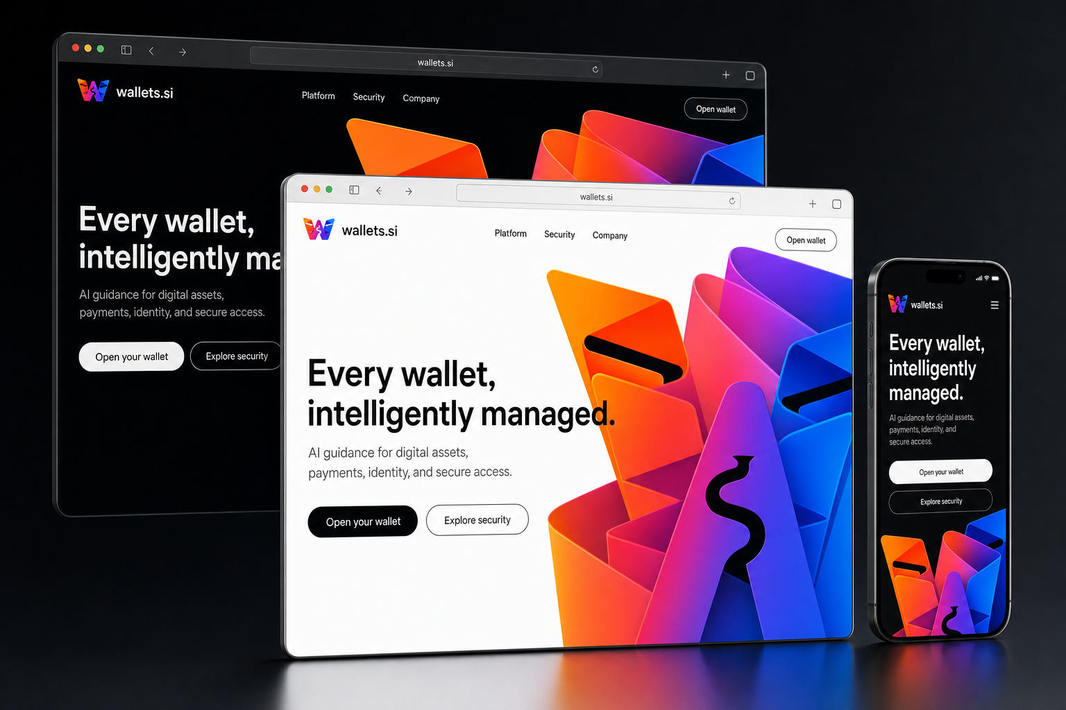wallets.si website concept preview enlarged