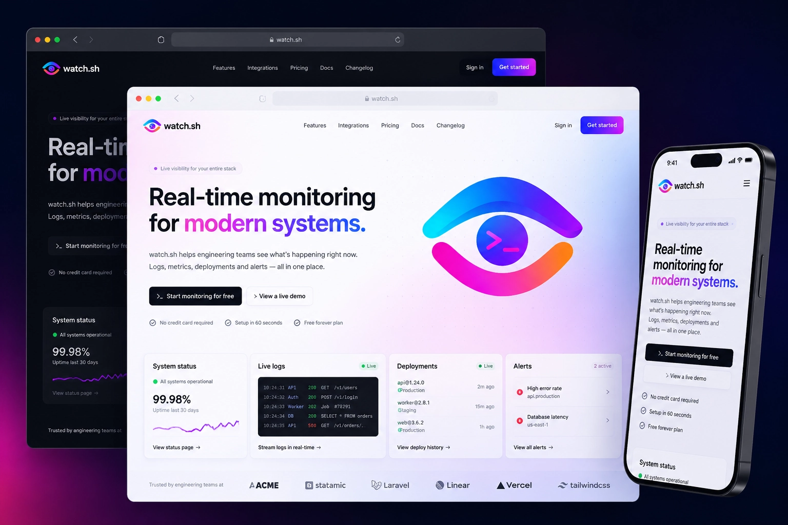 watch.sh website concept preview