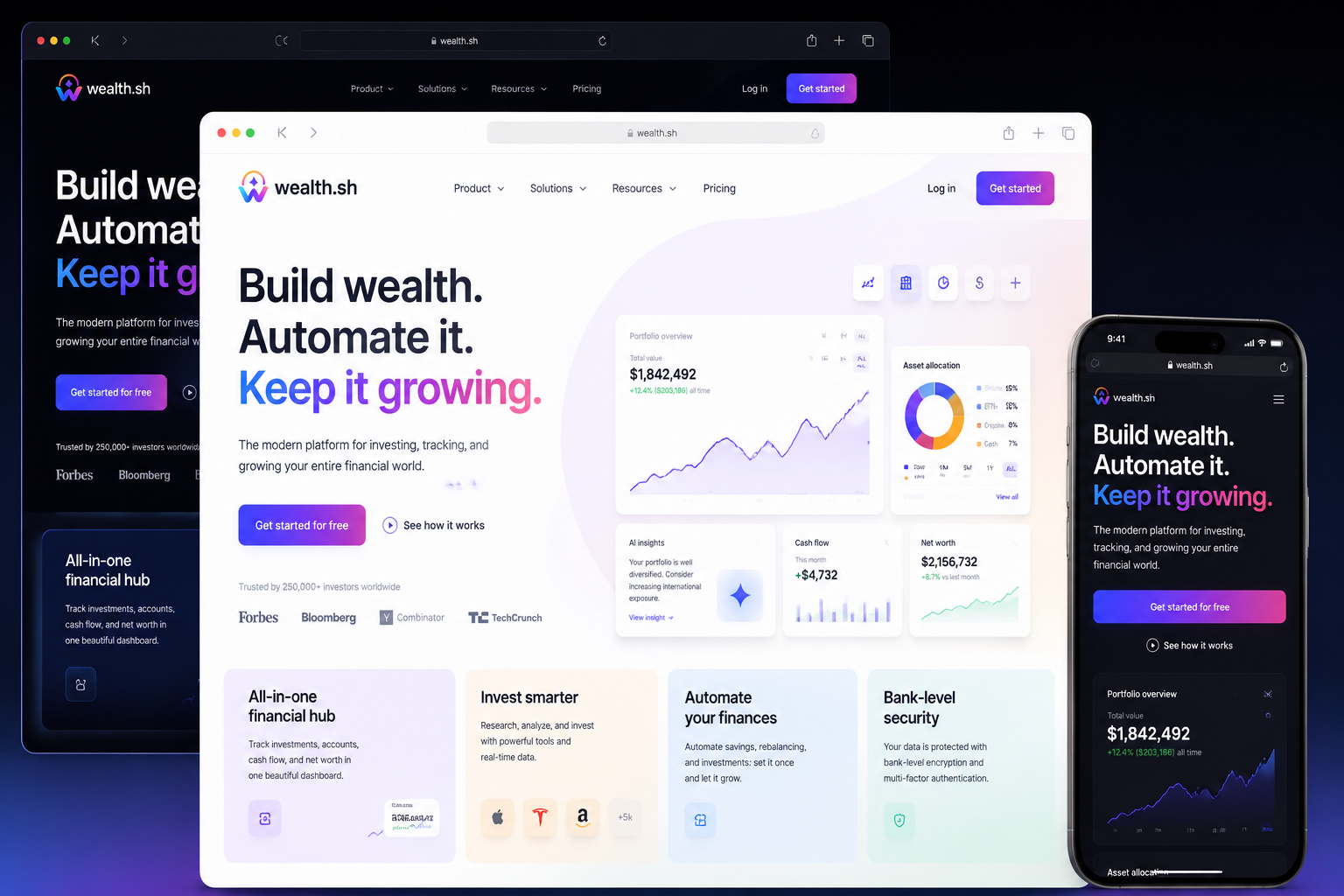 wealth.sh website concept preview