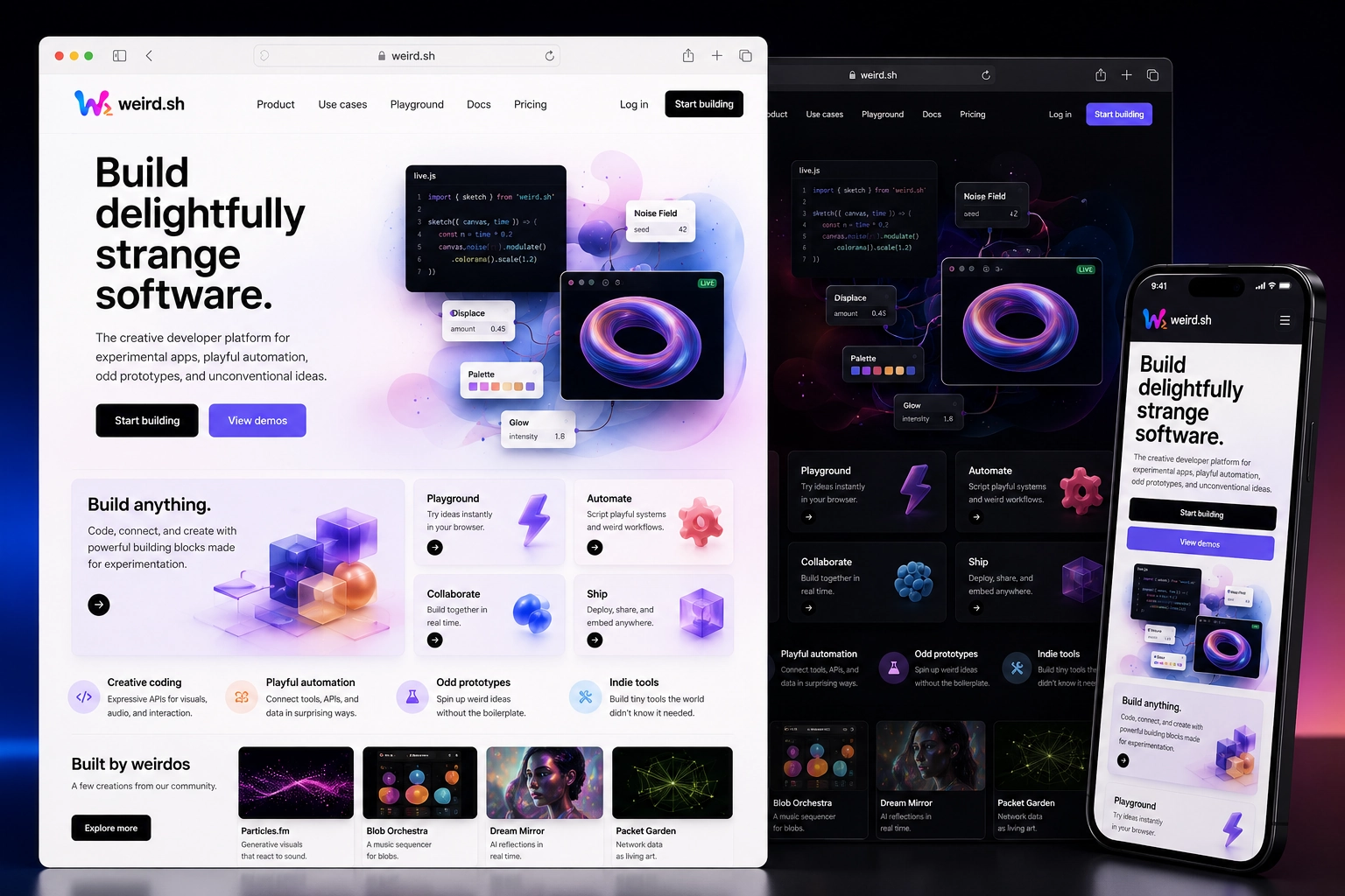 weird.sh website concept preview