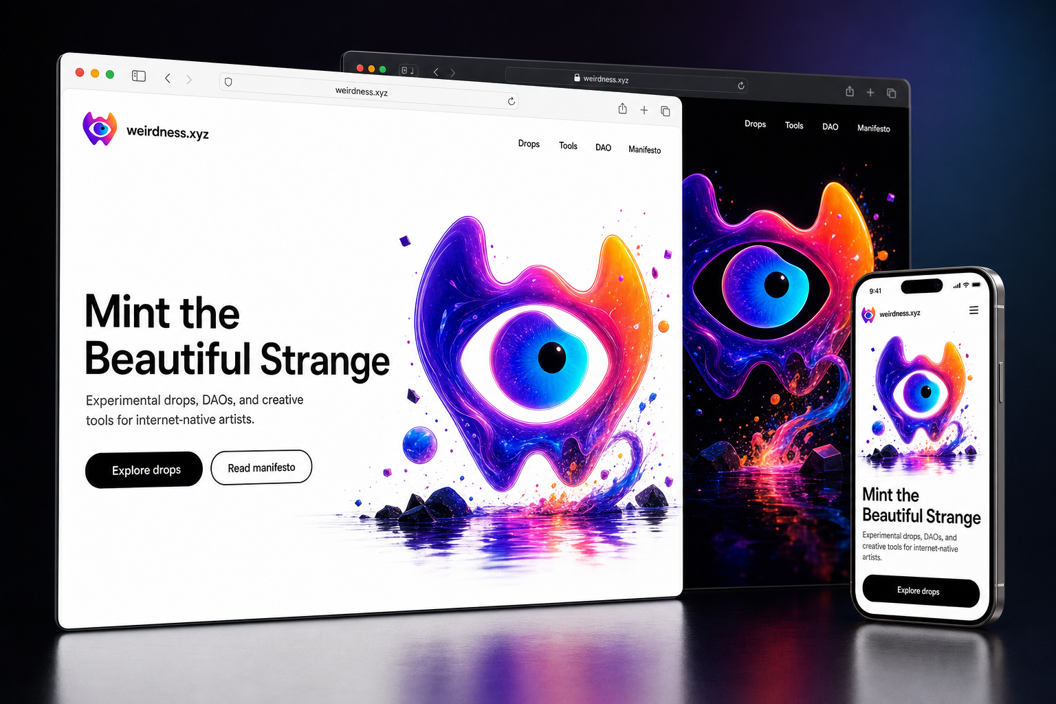 weirdness.xyz website concept preview