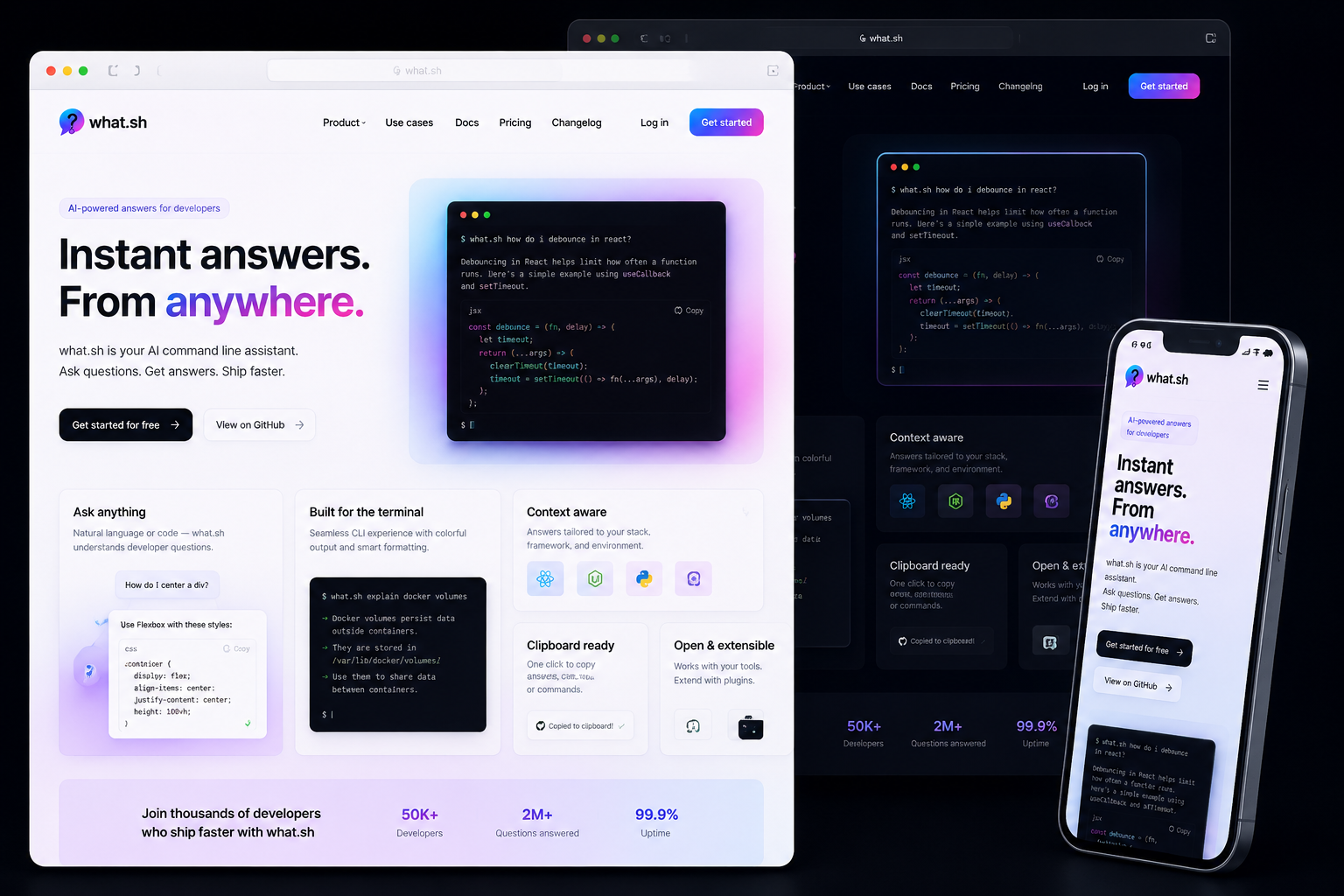 what.sh website concept preview