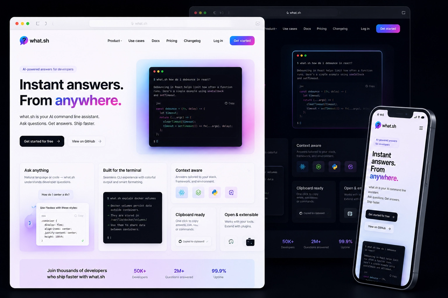 what.sh website concept preview