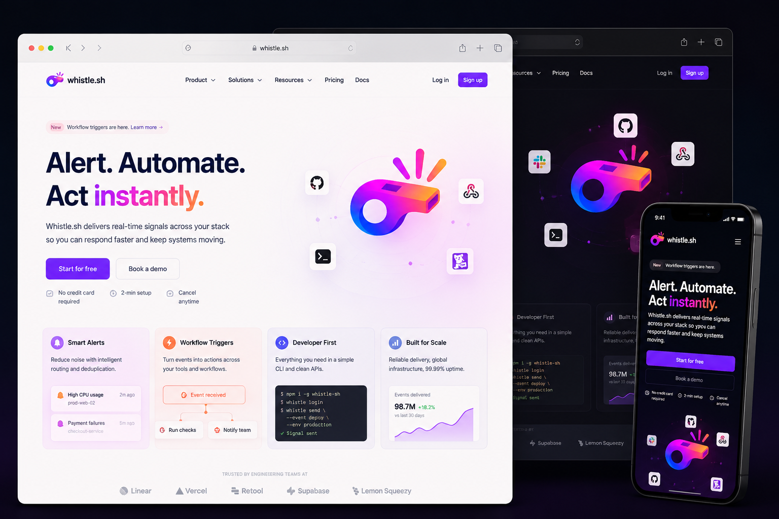 whistle.sh website concept preview