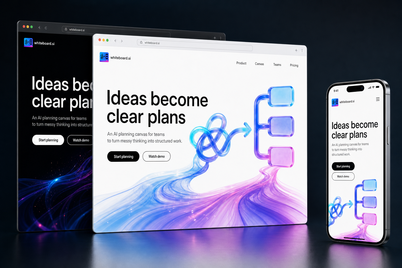 whiteboard.si website concept preview enlarged