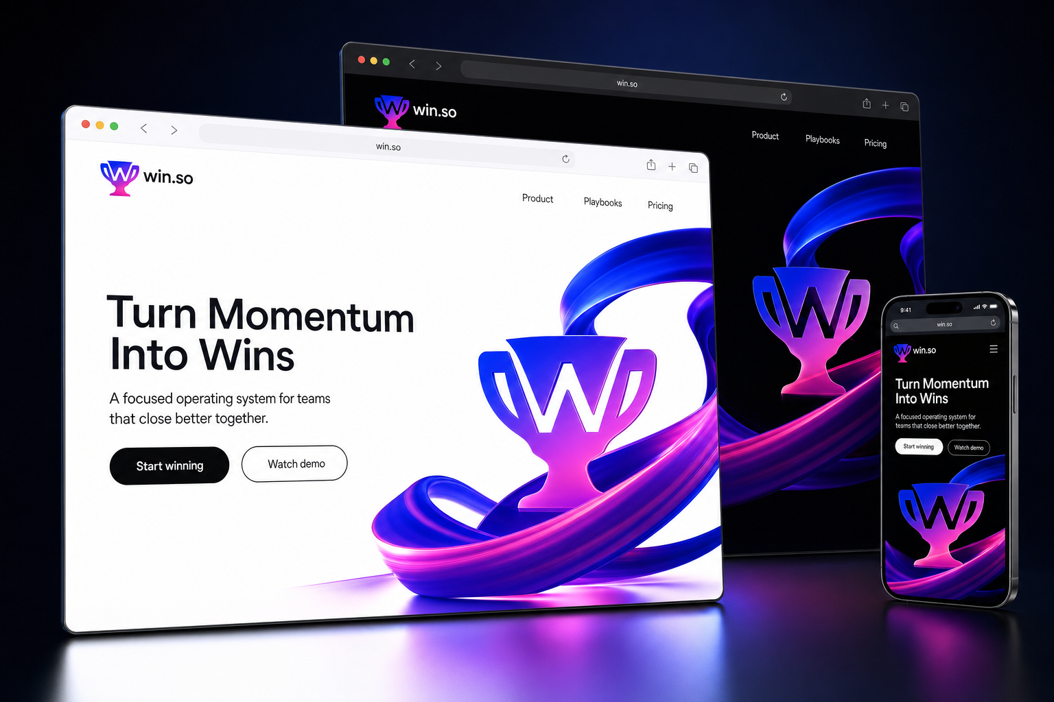 win.so website concept preview enlarged