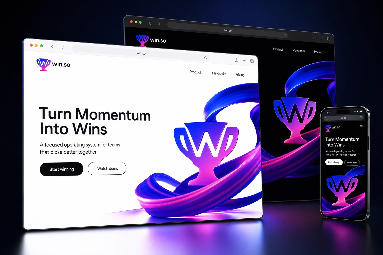 win.so website concept preview