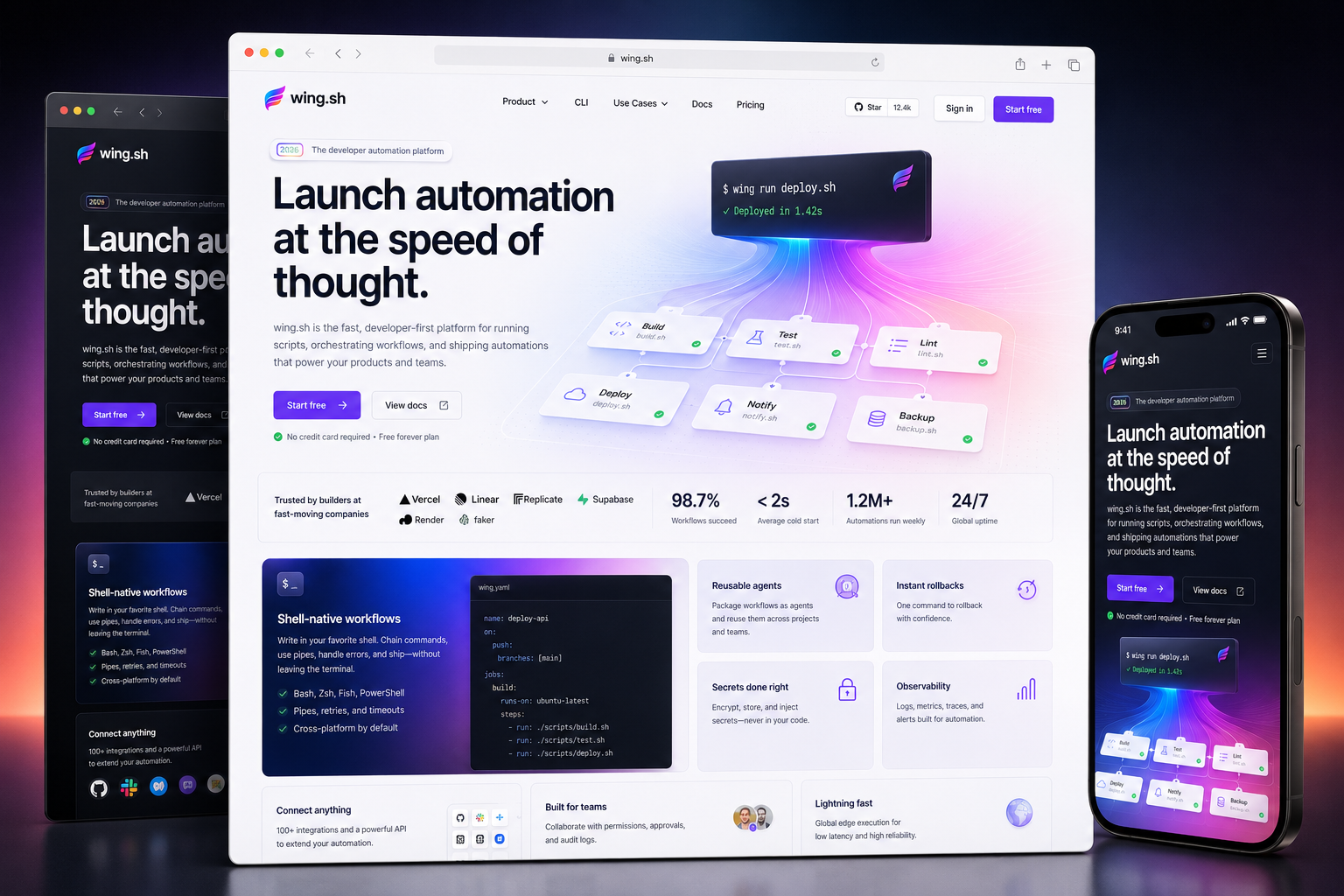 wing.sh website concept preview
