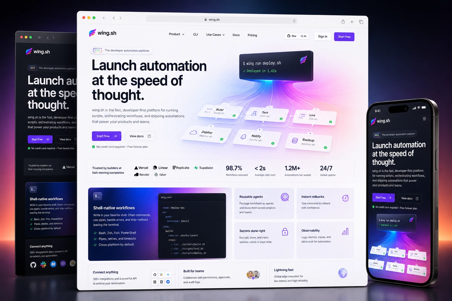 wing.sh website concept preview