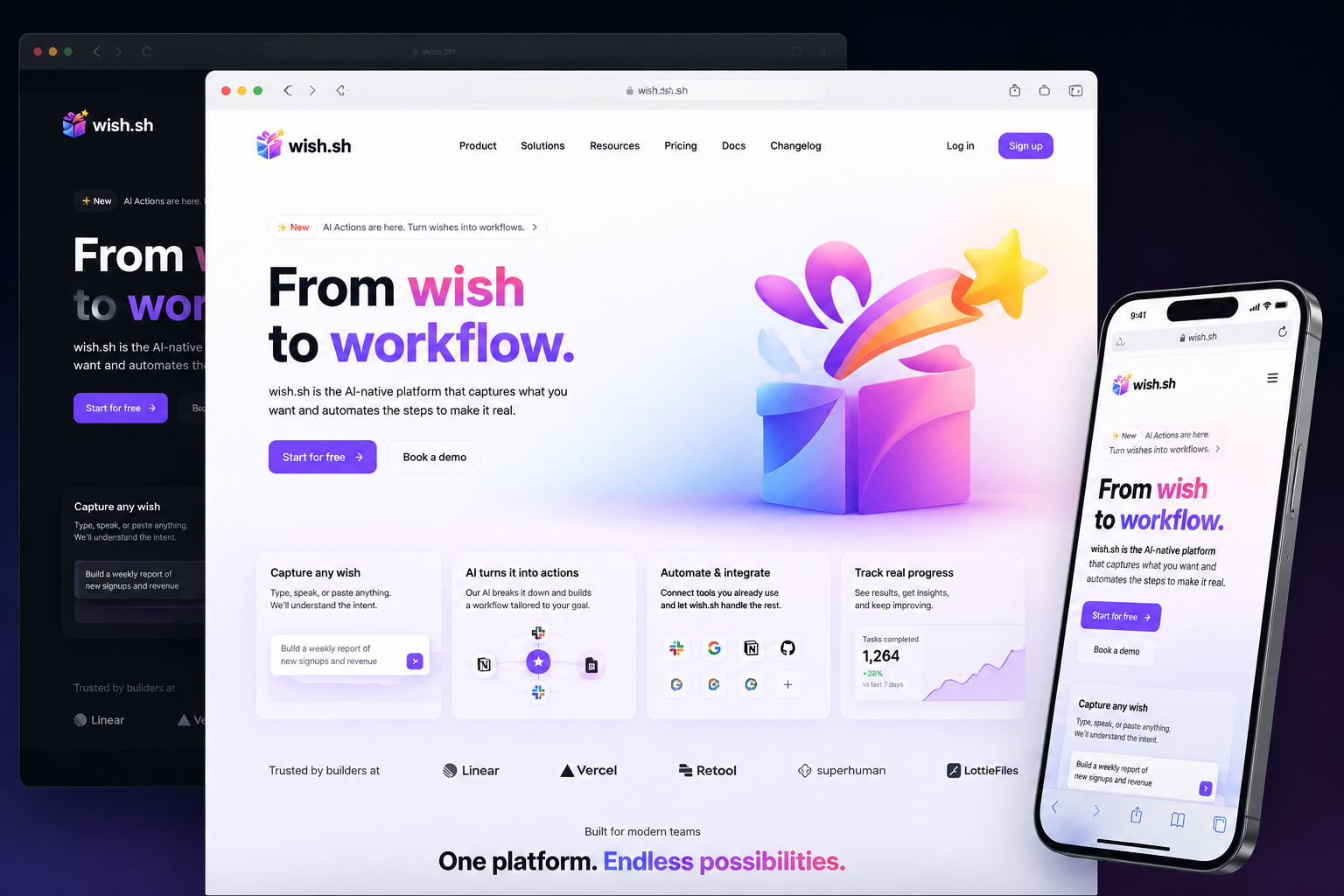 wish.sh website concept preview