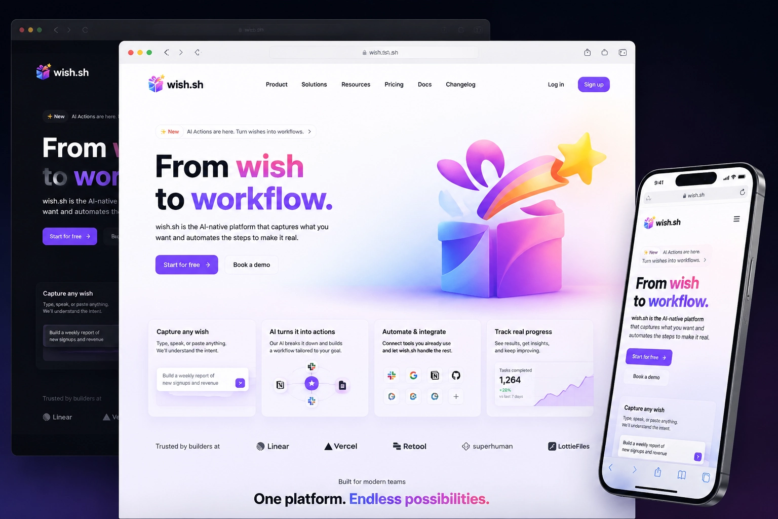 wish.sh website concept preview