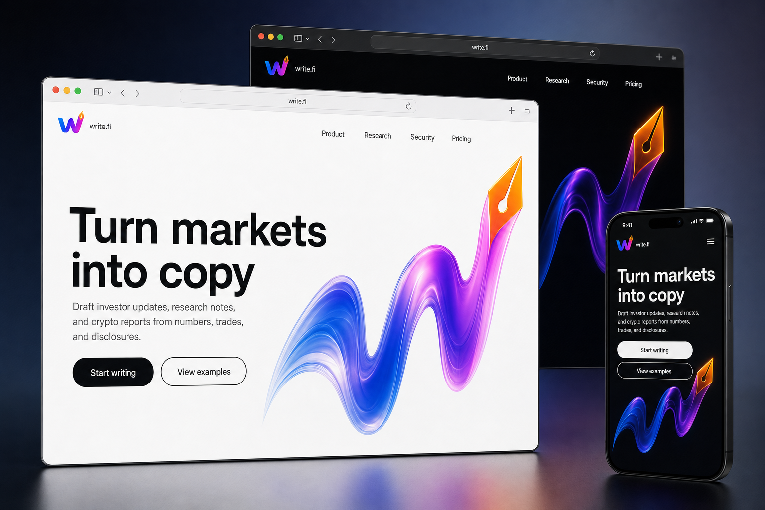 write.fi website concept preview enlarged