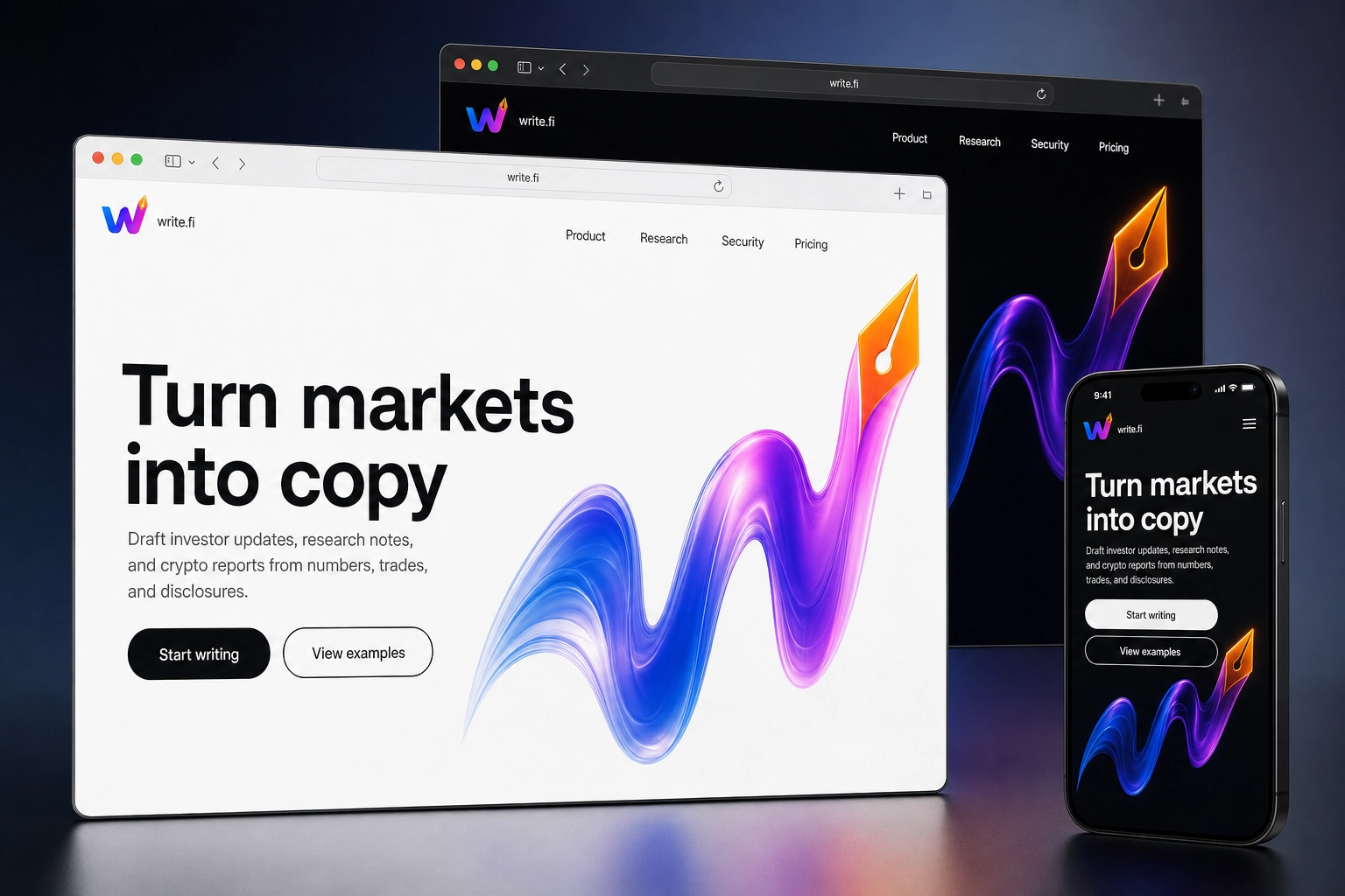 write.fi website concept preview