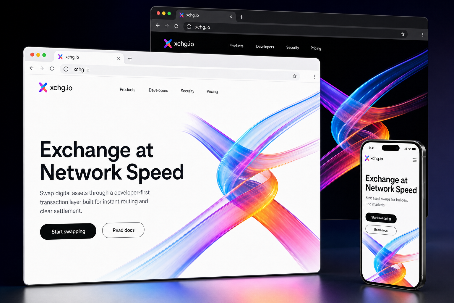 xchg.io website concept preview