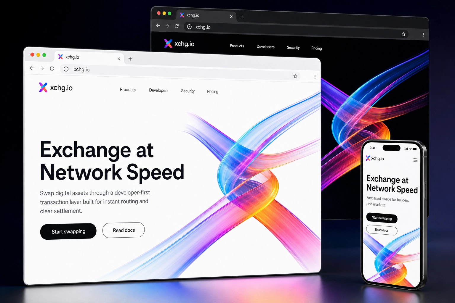 xchg.io website concept preview