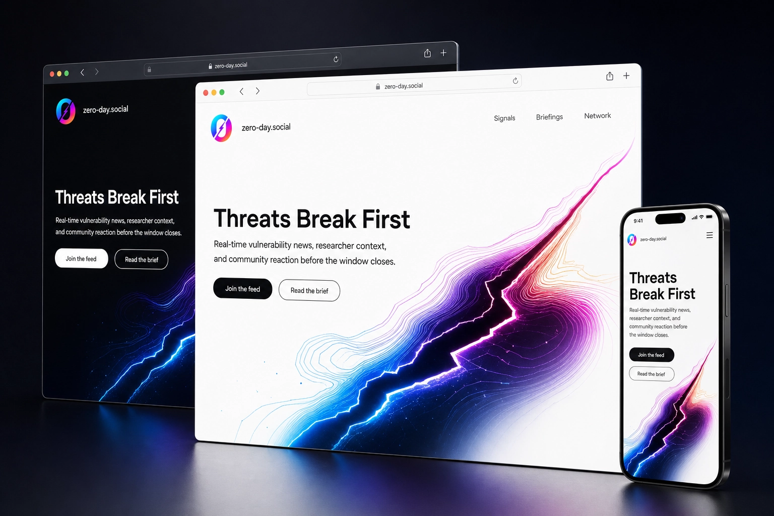 zero-day.social website concept preview
