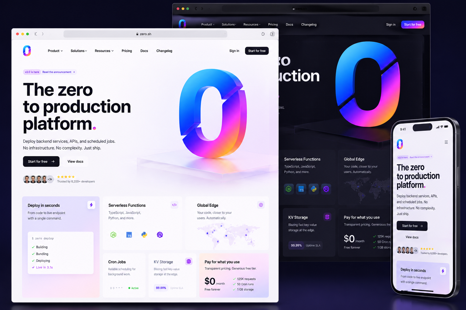 zero.sh website concept preview