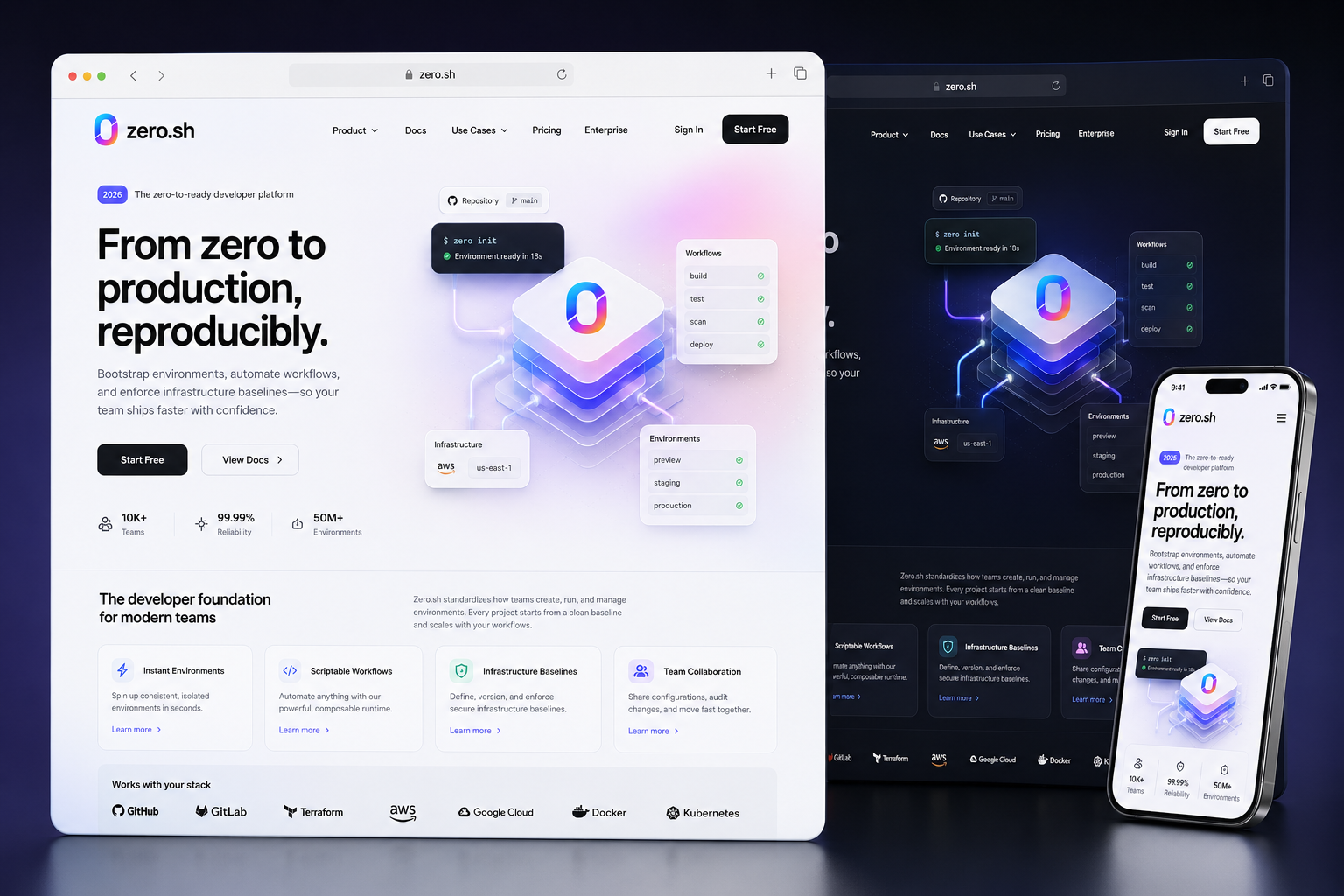 zero.sh website concept preview