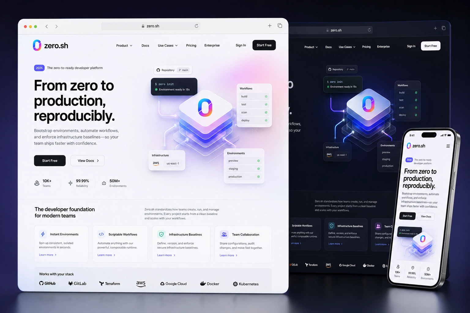 zero.sh website concept preview
