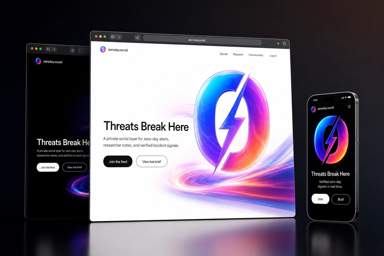 zeroday.social website concept preview